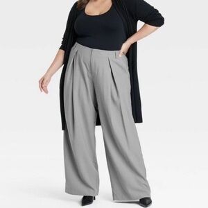 A New Day Grey High Waisted Rose Pleated Trousers / Pants